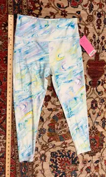 Nwt Betsey Johnson Marble Print High Rise Leggings Blue Yellow Pastel Yoga Pants