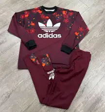 SALE💐ADIDAS burgundy floral set ✨