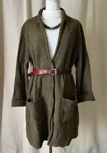 Vintage Territory Ahead Lambswool Knit Cardigan Coat Olive Green Marled Size XL