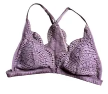 Victorias Secret‎ Purple S Lace Racerback Bralette Bra Wireless Mesh Triangle CP