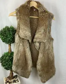 100% Rabbit Fur Sleeveless Open Front Vest By Calypso XS