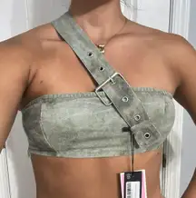 Denim Strap Bandeau Crop top