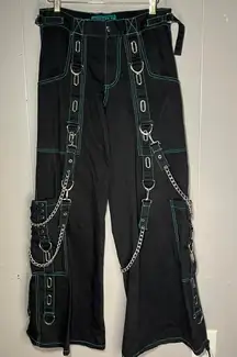 Tripp NYC Black and Green Cargo Pants Baggy with Chains ( Size 3 ) 30" Waist