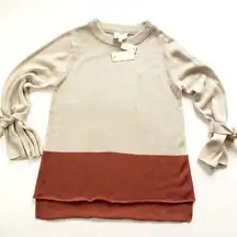 Skies Are Blue Harvest Tie Sleeve Hi-Low Oversized Sweater Tie Sleeves Sz XS