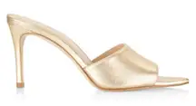 L'AGENCE Lolita Gold Metallic Leather Sandals Shoes