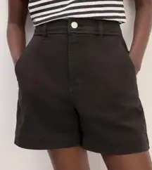 Everlane The Utility Short Organic Cotton Twill High Rise Black NEW Size 0