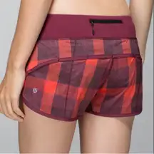 Lululemon Plaid Shorts Yama Check Heathered Red Sz 4