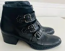 ‘Soho’ Genuine Leather buckled Studded Ankle Boots Size 7.5 UK