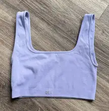 SET Active Light Purple Sports Bra Ribbed Square Neck Lavender