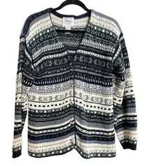 Erika Vintage Fair Isle Cardigan Sweater Knit Button Up Petite Cozy‎ Cottagecore