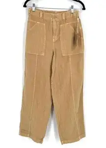 NWT Universal Thread High Rise Cropped Wide Leg Cargo Pants Beige Tan Size 2