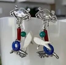 Sterling Silver  Crab charm dangle earrings