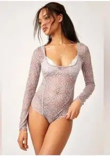 Intimately Free People "In My Head" Lace Thng Bodysuit Lavender Thistle Sz M NWT