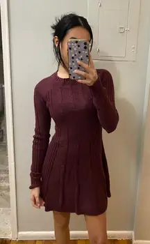 Hollister Maroon Long Sleeve Knit Dress