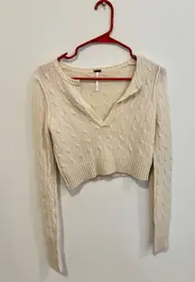 Free People Cropped Cashmere Sweater cream
