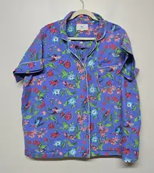 Printfresh Womens Purple Hummingbird Haven Short Pajamas Set Sz 1X