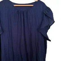 💥 SHEIN Curve Blue Flutter Sleeve Checkered Top