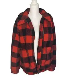 Elodie Red Black Buffalo Check Plaid Barn Jacket Shacket size Small