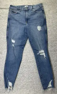 Good American Blue Jeans‎ Flat Front Zipper Skinny Cropped Womens Size 10/30