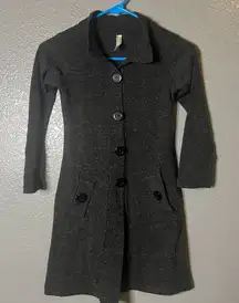 Charcoal Grey Knit Button-Down Cardigan Dress - Size Medium