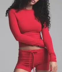 SKIMS Cranberry Cotton Jersey Long Sleeve T-Shirt