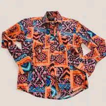 Vintage Frontier Series retro Geometric Western Button Shirt 80s Cowgirl small