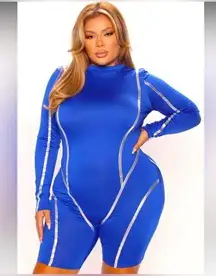 NWT!  FASHION NOVA Sport Mode Romper - Royal BLUE Size XL