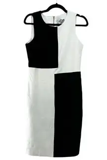 NWT CARMEN MARC VALVO Bicolor Business Pencil Dress Black White Sz M