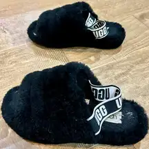 UGG Women’s Fluff Yeah Fuzz Sugar Sandal Black Size 8 Fuzzy Girly Cute Trendy