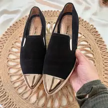 Miu Miu Black Suede Metal Cap Toe Slip On Sneakers Size 36