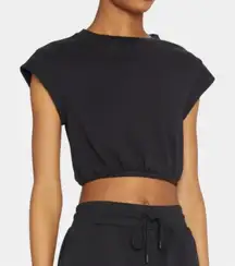 Alo Yoga Dreamy Cropped Short Sleeve Top Black Size: S