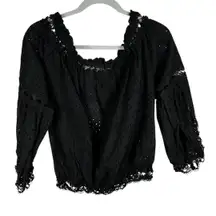 Revel Black Eyelet Top Medium