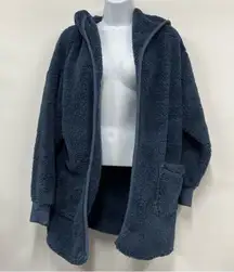 Koolaburra by Ugg Plush hooded Cardigan Size S Blue Oversized Open Front Pockets