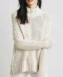 Free People Chunky Cotton Knit Cowl Neck Sweater