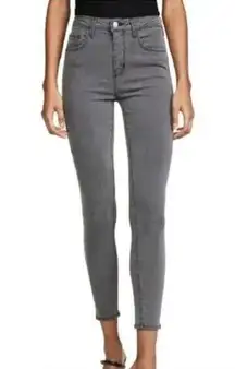 L'Agence Jeans Womens 24 Grey Margot Skinny High Rise Denim Ankle Cotton Blend