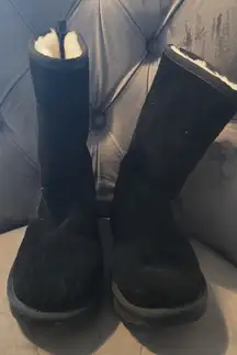 UGG Black Suede Boots with Zipper