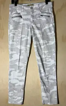 Democracy Ab Technology Pants Women’s 8 Gray White Camo Skinny Stretch Jeans