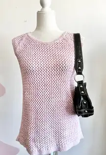 Talbots‎ Pink Crochet Top, Cottagecore Coastal Boho Romantic Medium Vacation