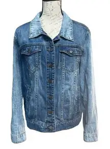 𝅺sts blue women denim jean jacket Sz M oversized