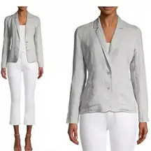EILEEN FISHER grey sparkle lightweight organic linen shaped blazer jacket C25