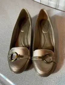 Womens LifeStride Fulton Wedge Loafers 10M‎ Gold Flex Comfort