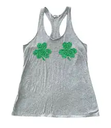 Victoria’s Secret PINK Sequins Patrick's Day Shamrock Gray Tank Top Size S