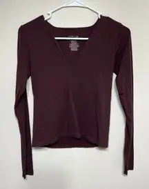 Free People Intimately Seamless Long Sleeve Deep V Shirt L/XL Women