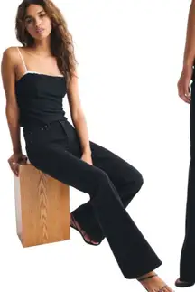 Abercrombie & Fitch Flare Ultra High Rise Denim Jeans Women's 32 14L Black Retro