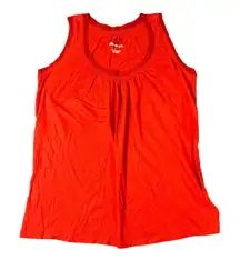 Vtg Eddie Bauer Womens Large Orangeish Red Scoop‎ Neck Tank Top Cotton Silk