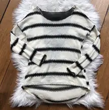 Striped Sweater W Sheer Back Cutout