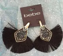 Magnificent bebe Gold & Black Fringe Earrings