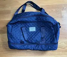ZUOMANNI Blue Quilted 20" Travel Duffel Bag Soft Carry On Womens Gym Weekender