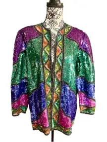 ANJUMUN Vintage 80s Sequin Statement Jacket