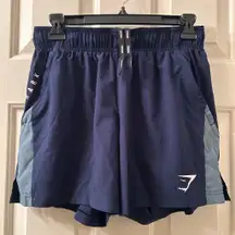 Gymshark Sport 5” Short Heavy Blue Iron Blue Size Small Slim Fit Zipped Pocket
